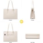 LOVEVOOK Laptop Bag for Women， Fashion Computer Tote Bag Large Capacity Handbag， Leather Shoulder Bag Purse Set， Professional Business Work Briefcase for Office Lady， 2PCs， 15.6-Inch， Beige White