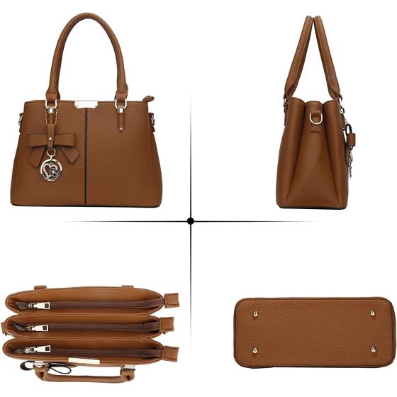KKXIU 3 Zippered Compartments Purses and Handbags for Women Top Handle Satchel Shoulder Ladies Bags