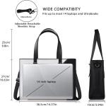 Alfheim Laptop Bags for Women 14 inch Leather Briefcase Large Business Shoulder Tote Bag Ladies Handbag for Office School Travel Work