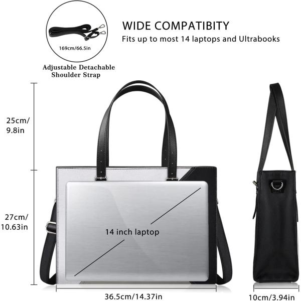 Alfheim Laptop Bags for Women 14 inch Leather Briefcase Large Business Shoulder Tote Bag Ladies Handbag for Office School Travel Work