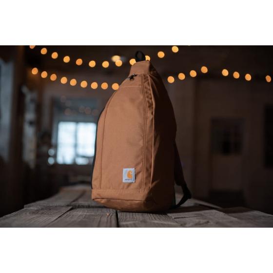 Carhartt Mono Sling Backpack， Unisex Crossbody Bag for Travel and Hiking， Carhartt Brown