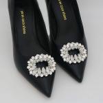 kilofly 2 Pairs Elegant Rhinestone Crystal Metal Shoe Clips Wedding Party Set