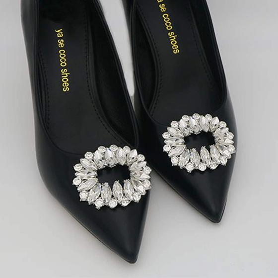 kilofly 2 Pairs Elegant Rhinestone Crystal Metal Shoe Clips Wedding Party Set