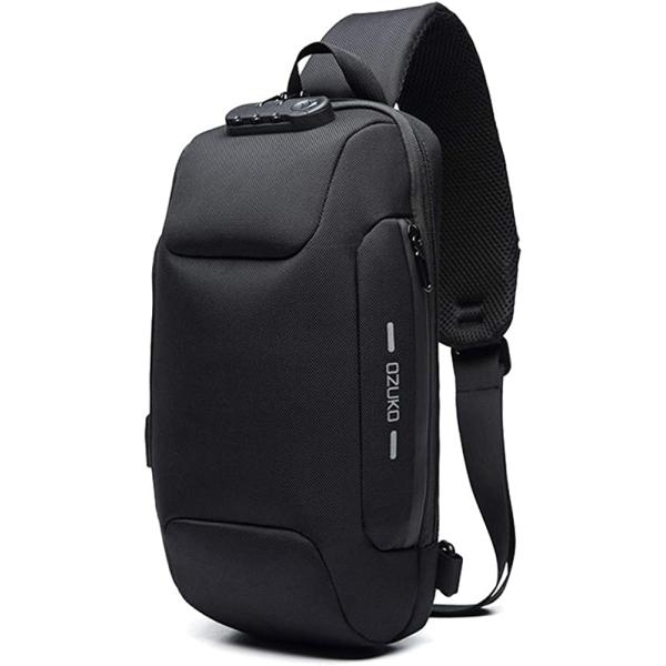 OZUKO Sling Backpack USB Anti-Theft Men'S Chest Bag Casual Shoulder Bag