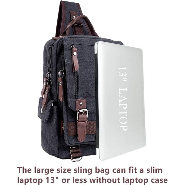 Leaper Canvas Messenger Bag Sling Bag Cross Body Bag Shoulder Bag Coffee, L
