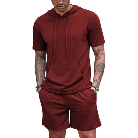 COOFANDY Men's Tracksuit 2 Piece Hooded Athletic Sweatsuit Short Sleeve Casual Sports Hoodie Shorts Set