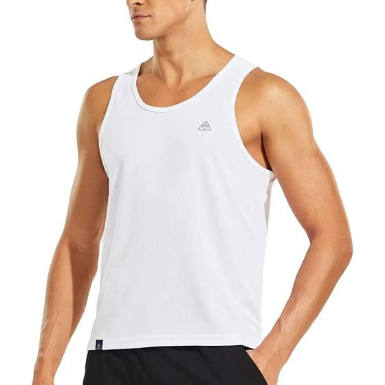 Haimont Men's Quick Dry Tank Tops Athletic Gym Sports Sleeveless Shirts for Running Workout Recycled Polyester Muscle Tee
