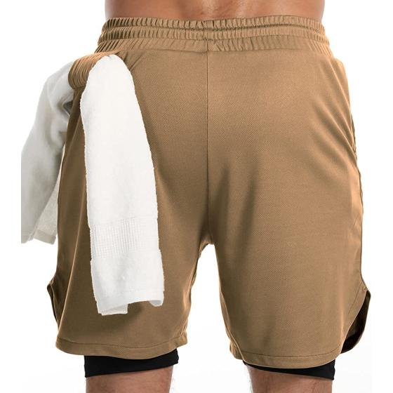FLYEVEA Mens 2 in 1 Workout Running Shorts Athletic Yoga Gym 7" Short Clothes with Side Pockets