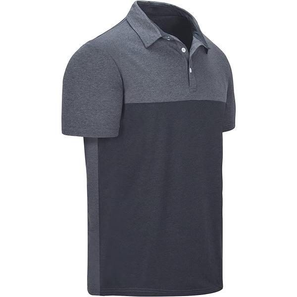 LLdress Mens Two Tone Polo Shirts Short Sleeve Color Block Patchwork Stripe Golf Shirts for Men Sports T-Shirts