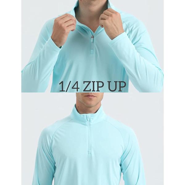 MAGCOMSEN Men's Long Sleeve Sun Shirts UPF 50+ Tees 1/4 Zip Up Fishing Running Rash Guard T-Shirts Outdoor Shirt