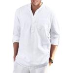 Enlision Mens Cotton Linen Henley Shirts Casual Button Down Summer Beach Shirt Long Sleeve Hawaiian Hippie Shirt for Men