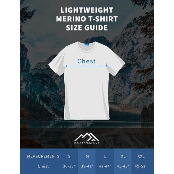 Merino Wool T-Shirt Mens - Short Sleeve Merino Wool Shirts for Men - Sport Merino Lightweight Base Layer Hiking Tshirt