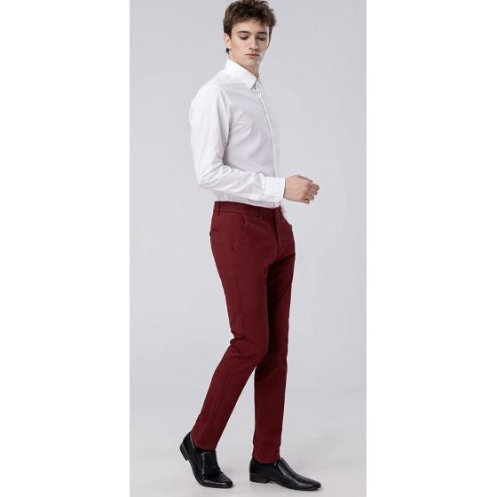 Plaid&Plain Men’s Slim Fit Khaki Pants Men’s Tapered Chino Pants