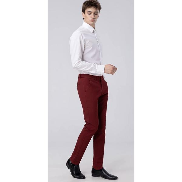 Plaid&Plain Men’s Slim Fit Khaki Pants Men’s Tapered Chino Pants