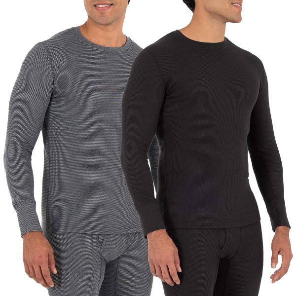 Fruit of the Loom Men's Recycled Waffle Thermal Underwear Crew Top (1 and 2 Packs)