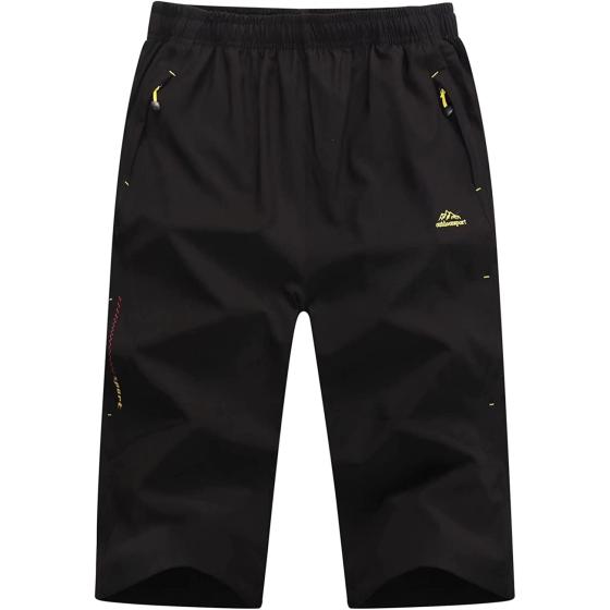 MAGCOMSEN Men's Quick Dry 3/4 Capri Pants Zipper Pockets Hiking Running Long Shorts