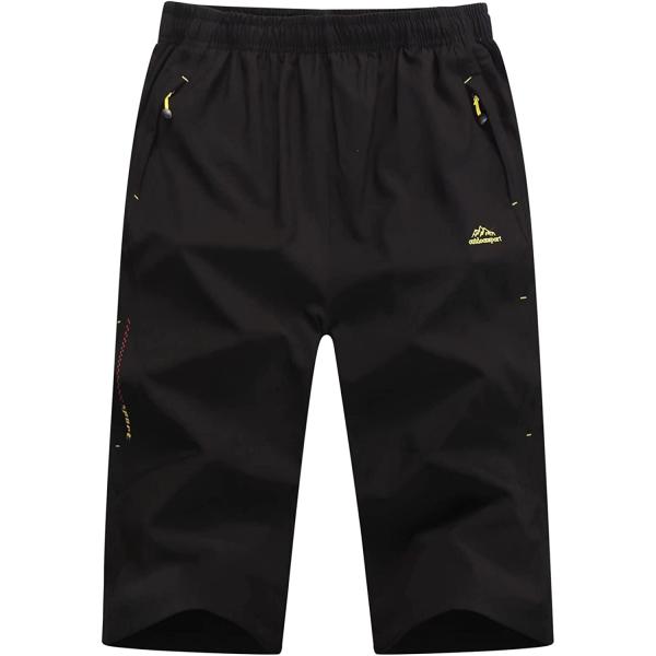 MAGCOMSEN Men's Quick Dry 3/4 Capri Pants Zipper Pockets Hiking Running Long Shorts