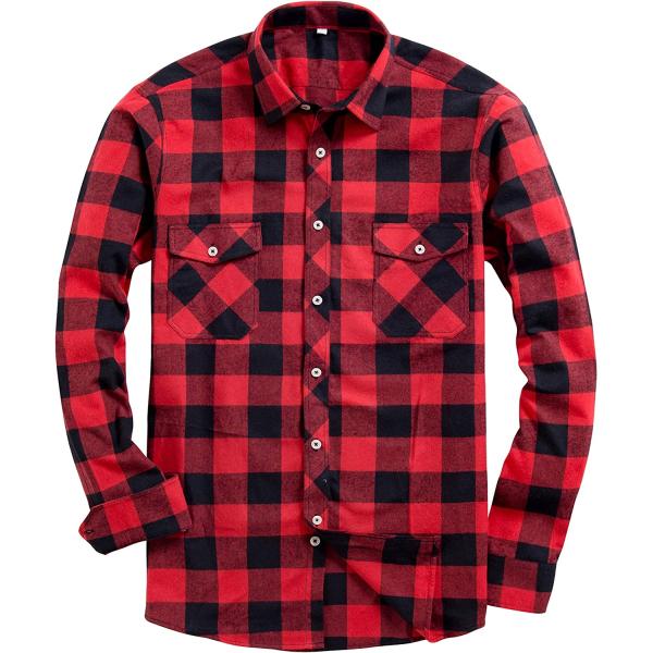Alimens & Gentle Men's Button Down Regular Fit Long Sleeve Plaid Flannel Casual Shirts