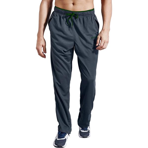 ZENGVEE Men's Sweatpants with Zipper Pockets Open Bottom Athletic Pants for Jogging, Workout, Gym, Running, Training