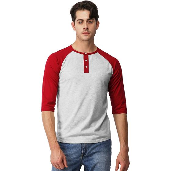 H2H Mens Casual Slim Fit T-Shirts Henley Shirts Raglan Long & 3/4 Sleeve Jersey Baseball T Shirts