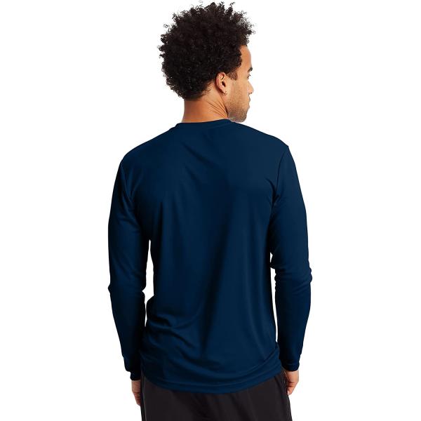 Hanes Men's Long Sleeve Cool Dri T-Shirt UPF 50+, X-Large, 2 Pack ,Safety Orange