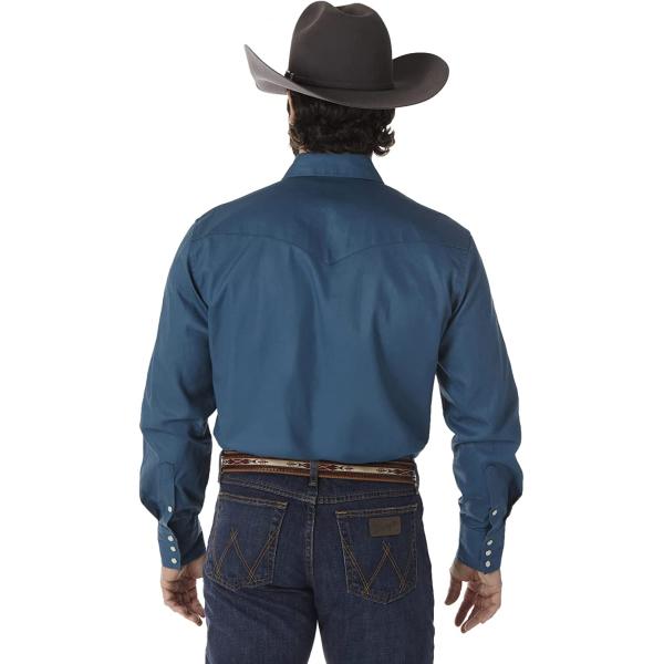 Wrangler Men's Cowboy Cut Western Long Sleeve Snap Work Shirt Firm Finish