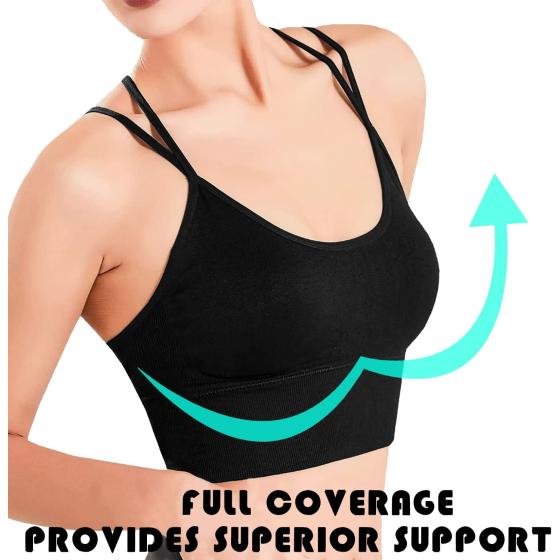 Sports Bras for Women Padded Strappy Criss Cross Cropped Bras for Yoga Workout Fitness Running Gym Low Impact Top