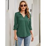 Micoson Womens Polo Shirts V Neck Short Sleeve Collared Tops Pleated T Shirts Casual Tunic Blouse S-XXL