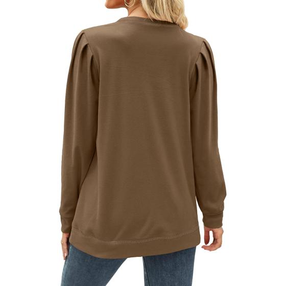 Geifa Sweatshirts for Women Crewneck Puff Sleeve Tunic Tops Lightweight Sweaters