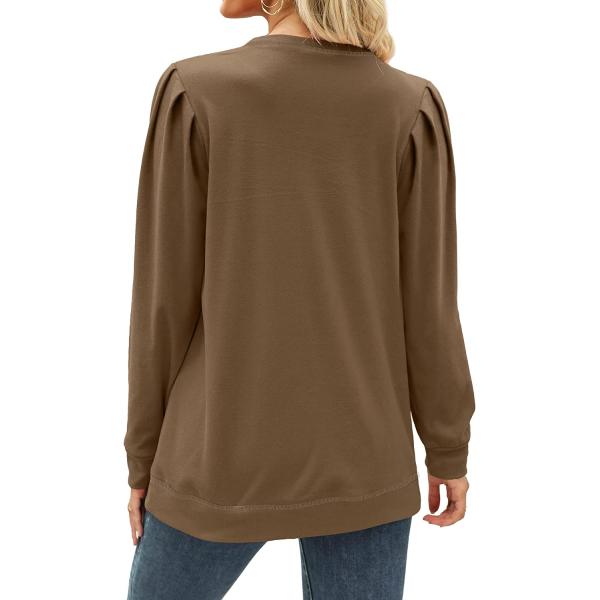 Geifa Sweatshirts for Women Crewneck Puff Sleeve Tunic Tops Lightweight Sweaters