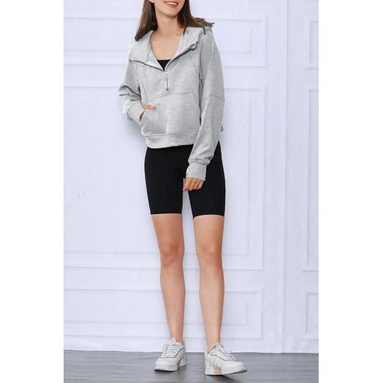 Trendy Queen Women Half Zip Cropped Hoodies Fleece Quarter Zip Up Pullover Sweatshirts Winter Clothes 2022 Outfits Sweater