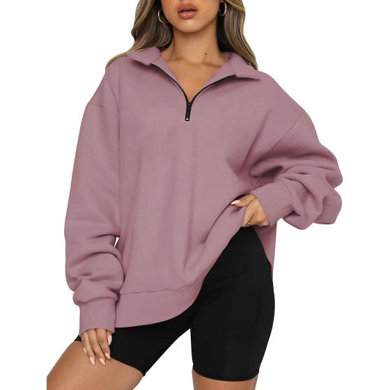 EFAN Womens Oversized Half Zip Pullover Long Sleeve Sweatshirt Quarter Zip Trendy Hoodie Ouffits Teen Girls Fall Y2K Clothes