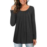 Anymeet 2023 Women's Spring Fall Tunic Top Long Sleeve Casual Tee Pleated Shirts Comfy Loose Blouses