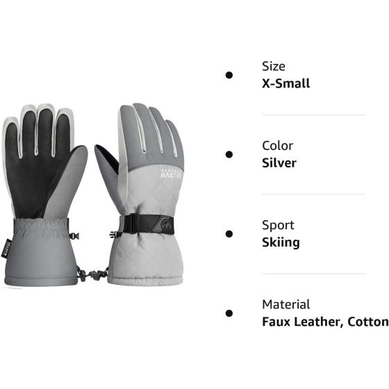 OutdoorMaster Ski & Snow Gloves, Winter Waterproof Thermal Gloves for Women, Touchscreen, Winter Outdoor Sports, Skiing, Snowboarding