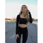 OQQ Women's 2 Piece Crop Top Ribbed Seamless Workout Exercise Long Sleeve Crop Tops