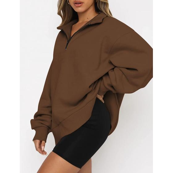 Trendy Queen Womens Oversized Half Zip Pullover Long Sleeve Sweatshirt Quarter Zip Hoodie Sweater Teen Girls Fall Y2K Clothes