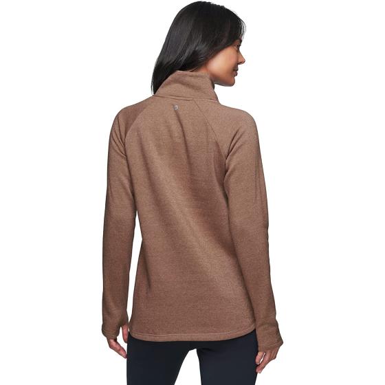 RBX Activewear Women's Fleece Pullover Sweatshirt With Zip Mock Neck, Pockets and Thumb Holes