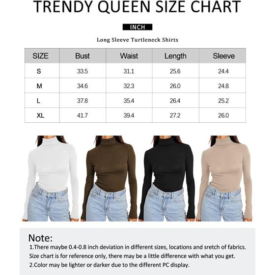 Trendy Queen Women's Turtleneck Long Sleeve Shirts Fall Fashion 2022 Basic Layering Slim Fit Soft Thermal Underwear Tops