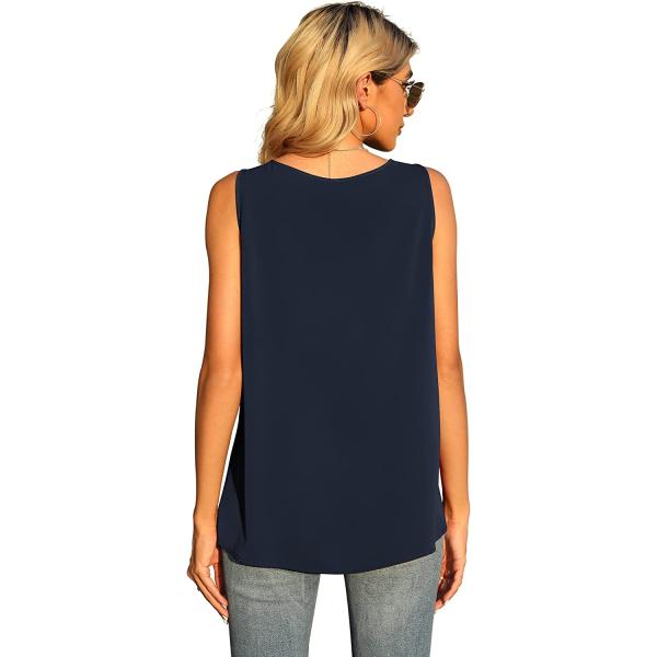 Jouica Women's Summer Casual Zip Half Placket Chiffon Sleeveless Tank Top Blouses