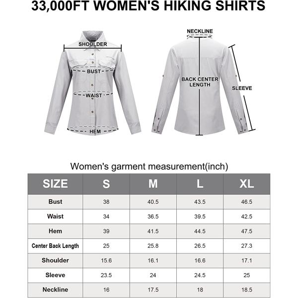 33,000ft Women's UPF 50 UV Sun Protection Shirt, Cool Quick Dry Long Sleeve Outdoor Fishing Hiking Safari Travel Shirt
