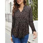 Halife Women's Roll Up 3/4 Sleeve Floral Print V Neck Tunic Blouses Tops Shirts