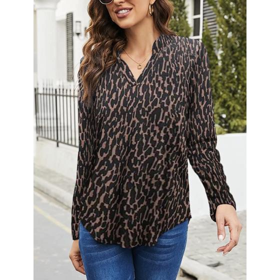 Halife Women's Roll Up 3/4 Sleeve Floral Print V Neck Tunic Blouses Tops Shirts