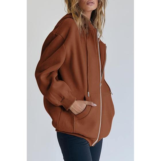 EFAN Women's Cute Hoodies Teen Girl Fall Jacket Oversized Sweatshirts Casual Drawstring Clothes Zip Up Y2K Hoodie with Pocket