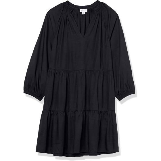 The Drop Women's @caralynmirand Ruffle-Neck Tiered Mini Dress