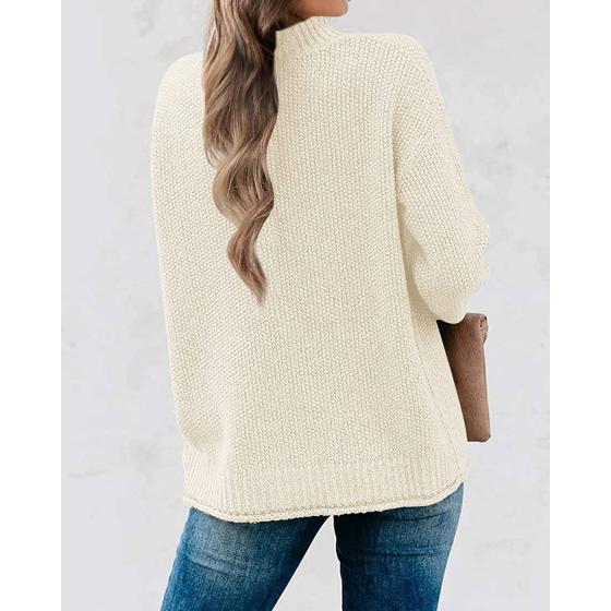 MEROKEETY Women's Long Sleeve Turtleneck Cozy Knit Sweater Casual Loose Pullover Jumper Tops