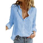 Astylish Womens V Neck Roll up Sleeve Button Down Blouses Tops