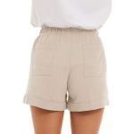 FANGJIN Womens Shorts Summer Casual Drawstring Elastic Waist Shorts Cotton Linen Hot Pant with Pockets Size S-XXL
