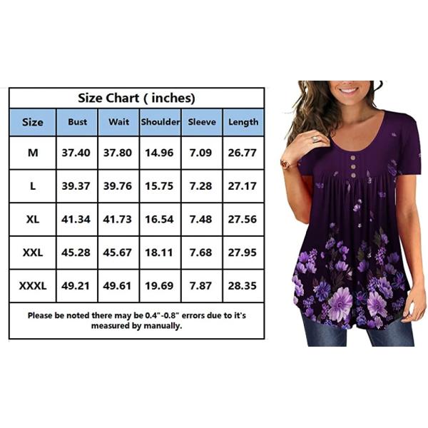 BeadChica Women's Tunic Tops For Leggings Short Sleeve Shirts Botton Up Casual Ruched Blouses Clothes