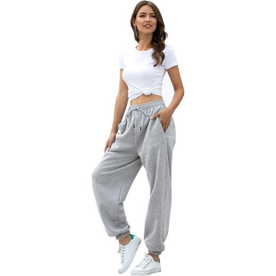 VINMEN Cinch Bottom Sweatpants for Women with Pockets