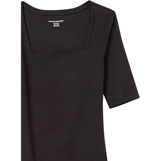 Amazon Essentials Women's Slim-Fit Half Sleeve Square Neck T-Shirt